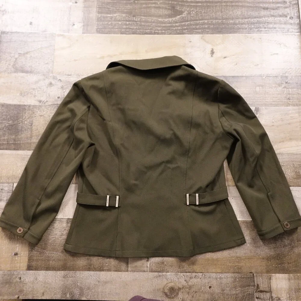 Vertigo‎ Petites Paris Blazer Women’s Size Large Olive Green Tailored Jacket